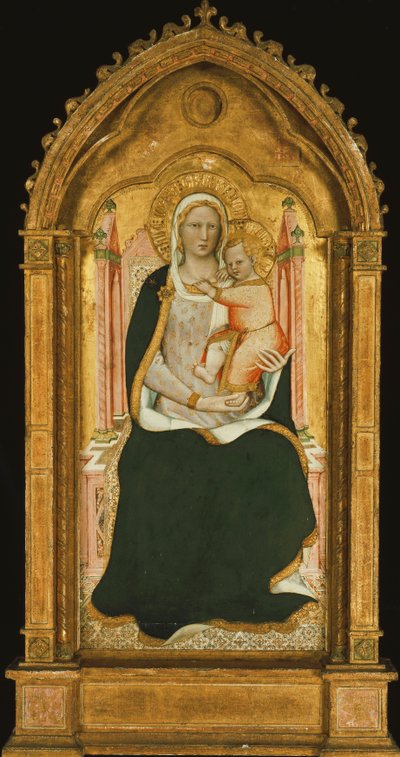 La Madonna y el Niño entronizados de Aretino Luca Spinello or Spinelli