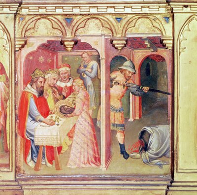 El martirio de San Juan Bautista, panel de predela de San Nemesio y San Juan Bautista de Aretino Luca Spinello or Spinelli