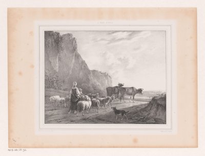Paisaje con rebaño y pastora de Arie Ketting de Koningh