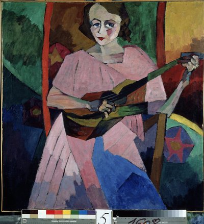 Mujer con guitarra (Lady with a Guitar). Pintura de Aristarkh Vasilyevich Lentulov (Lentulov) (1882-1943), óleo sobre lienzo de Aristarkh Vasilievic Lentulov