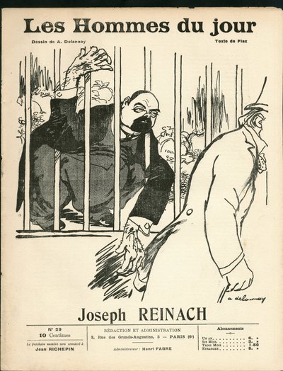 Portada de "The Men of the Day", circa 1905 - Ilustración de Aristide Delannoy (1874-1911): Antisemitismo, Plata - Reinach Joseph (1856-1921), Mono de Aristide Delannoy