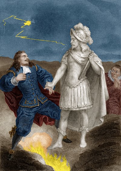 Obra Don Juan de Molière: Don Juan con la estatua del Comendador, 1870 de Aristide Delannoy