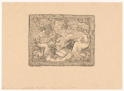 Tapiz con cuatro mujeres haciendo música en un paisaje
Concert champêtre (título original) de Aristide Maillol