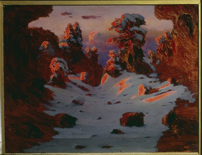 Paisaje invernal al atardecer (Sunset Effect). Pintura de Alexander Ivanovich Kuindzhi (Kouindji) (1842-1910). Óleo sobre tela. Dimensiones: 39 x 53 cm. San Petersburgo, Museo Estatal Ruso Museo de Arkhip Ivanovich Kuindzhi