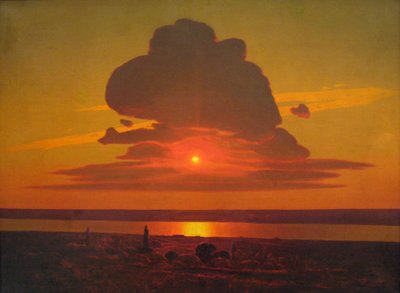 Ruso: "Puesta de sol roja " Puesta de sol roja en el Dniéper de Arkhip Kuindzhi