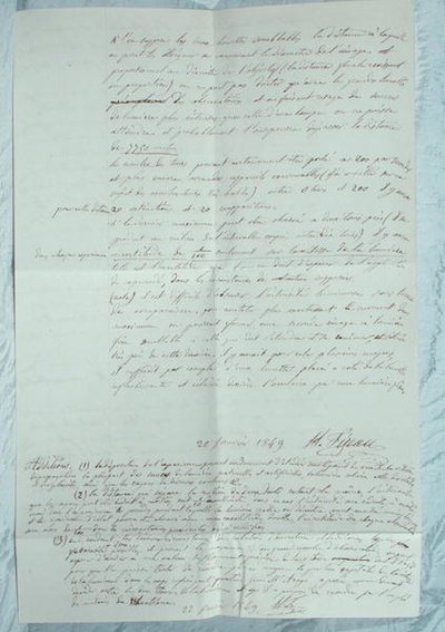 Carta describiendo los experimentos de Fizeau para determinar la velocidad de la luz de Armand Hippolyte Louis Fizeau