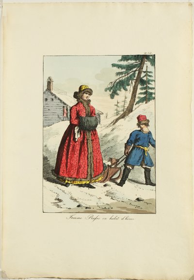 Ropa de invierno rusa de Moeurs et Costumes des Russes, 1817 de Armand Gustave Haubigant