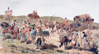 Un Carro Viajando con Escolta en el Siglo XV, 1886 de Armand Jean Heins