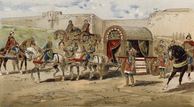 Carruaje de un príncipe franco de la época de Carlomagno, siglo IX de Armand Jean Heins