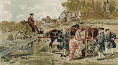 Fliguette y silla de manos, Países Bajos Austríacos, siglo XVIII de Armand Jean Heins