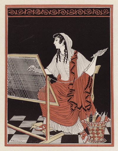 La fidelidad de Penélope a su marido Odiseo (litografia en color) de Armand Joseph Bonamy