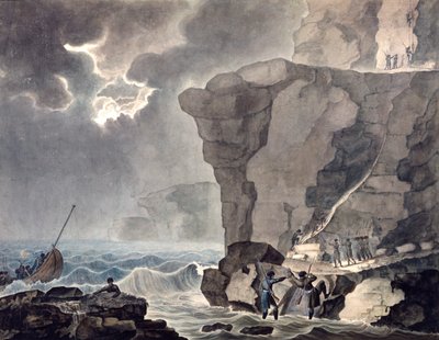 Desembarco de los conspiradores en el acantilado de Biville, 1771-1847 de Armand Jules Marie Heraclius de Polignac