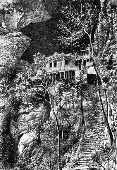 Monasterio budista, Yuen-Fu en el Min, al sur de Fuchu-Fu, c. 1890 de Armand Kohl