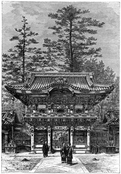 Pórtico del Templo de los Cuatro Dragones Nikko Toshogu, Nikko, Japón, 1895 de Armand Kohl