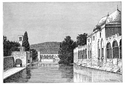 La mezquita y la Fuente de Abraham, Ofra At Tayyibah, Cisjordania, Israel, 1895 de Armand Kohl