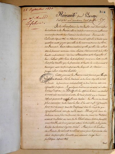 Memorándum sobre la necesidad de que Europa adopte una nueva ley pública de Armand Lefebvre