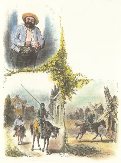 Ilustración realizada por Armand-Louis-Henri Telory para la adaptación infantil de Don Quijote de Armand Louis Henri Telory