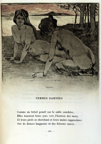 Ilustración de Armand Rassenfosse (1862-1934) para el poema “Mujeres condenadas” en “Las flores del mal” de Charles Baudelaire (1821-1867) 1899 de Armand Rassenfosse