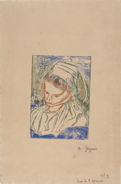 Bretonne de Pont-Aven (Mujer bretona de Pont-Aven) c.1896 (xilografía coloreada a la poupee) de Armand Séguin