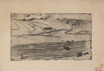 La Peche (Pesca) 1893 (aguafuerte y ruleta) de Armand Séguin