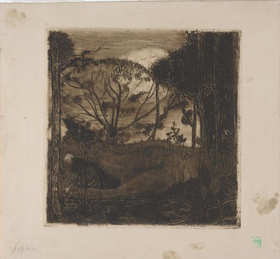 Le Soir (La Tarde) o La Glaneuse (La Espigadora) 1893 (aguafuerte, aguatinta, lavis y ruleta) de Armand Séguin