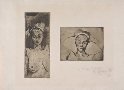 Desnudo con las manos detrás de la cabeza, vertical y Desnudo con las manos detrás de la cabeza, horizontal de Armand Séguin
