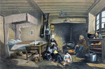 Interior de una casa campesina en Royat de Armand Theophile Cassagne