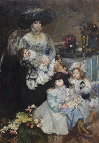 La mujer de De Carolis con sus hijas de Armando Spadini