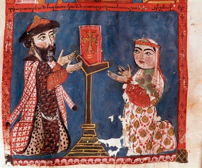 Los dos donantes (miniatura de Armenian School