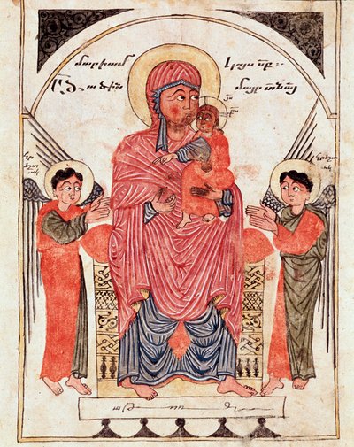 Virgen con el niño y los ángeles, detalle (manuscrito ilustrado de Armenian School