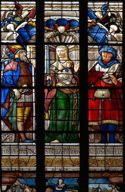Josué, la Sibila Europa y Amos - Vidriera en la capilla de Santa Catalina, Arnaud de Moles (1470-1520), completada en 1513 - Catedral Sainte Marie d
