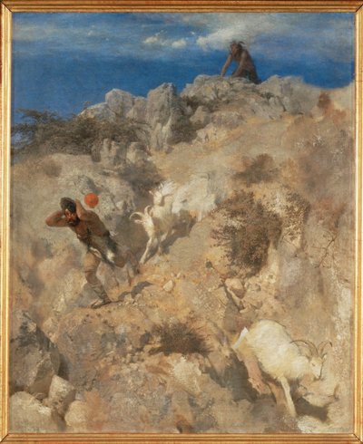 Pan asusta a un pastor - Pan asusta a un pastor ... (pintura sobre lienzo) de Arnold Böcklin