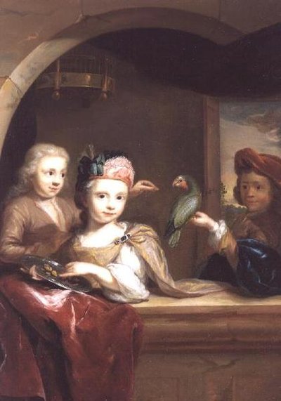 Tres Niños con un Loro de Arnold Boonen