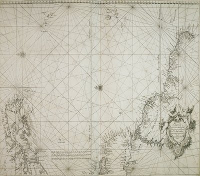 Una carta de Brasil encuadernada en el "Atlas of werelts-water-deel en des selfs zee-custen" de Jacob Colom. de Arnold Colom