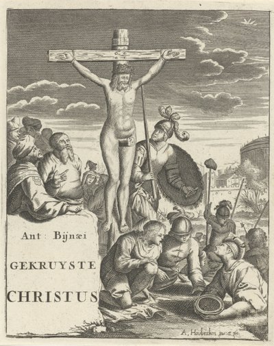 Cristo en la cruz Página de título para: A. Bynaeus, Cristo Crucificado, 1725 de Arnold Houbraken