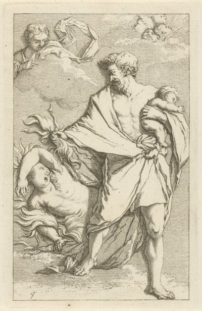 Júpiter y Sémele Escena de estatuas de pecado abiertas al servicio de pintores, estatutarios, etc. (título de la serie) de Arnold Houbraken