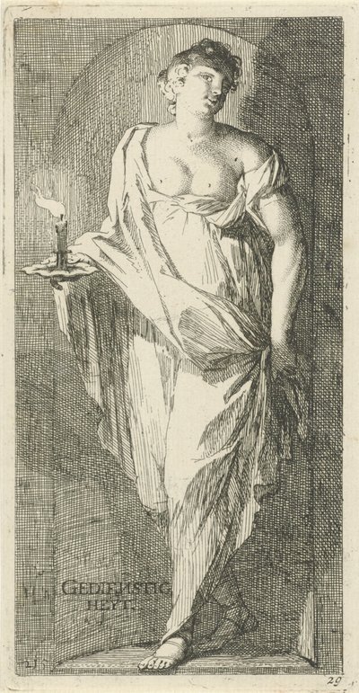Personificación de la obediencia Capacidad de servicio (título sobre el objeto) Cuarenta y una piezas, varias estatuas de Sinne (título de la serie) de Arnold Houbraken