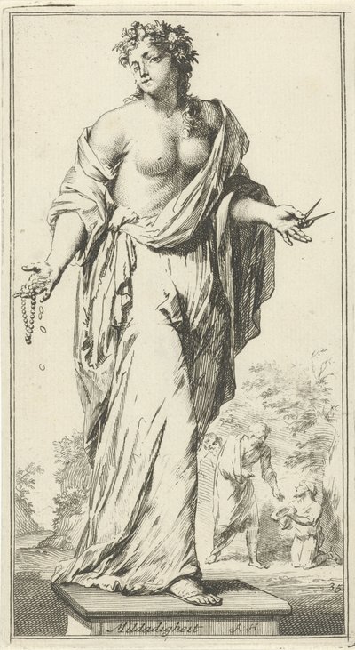 Personificación de la caridad Generosidad (título sobre el objeto) Cuarenta y una piezas, varias estatuas de Sinne (título de la serie) de Arnold Houbraken