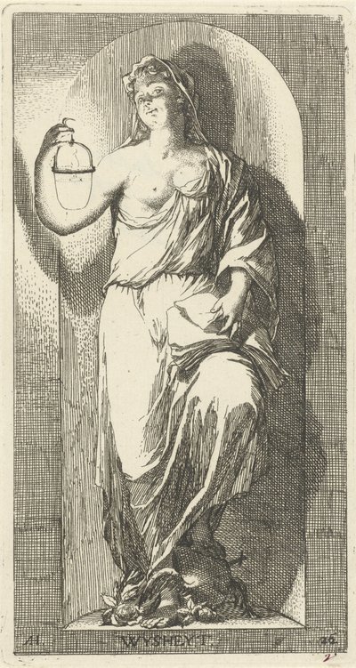 Personificación de la sabiduría Wysheyt (título sobre el objeto) Cuarenta y una piezas, varias estatuas de Sinne (título de la serie) de Arnold Houbraken