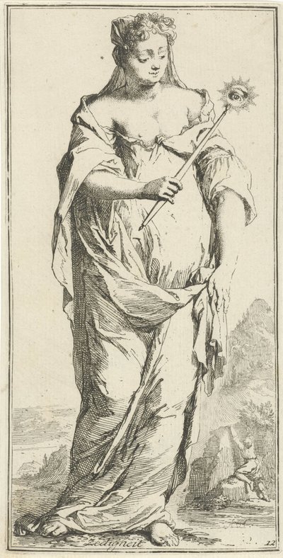 Personificación de la modestia Virtud (título sobre el objeto) Cuarenta y una piezas, varias estatuas de Sinne (título de la serie) de Arnold Houbraken