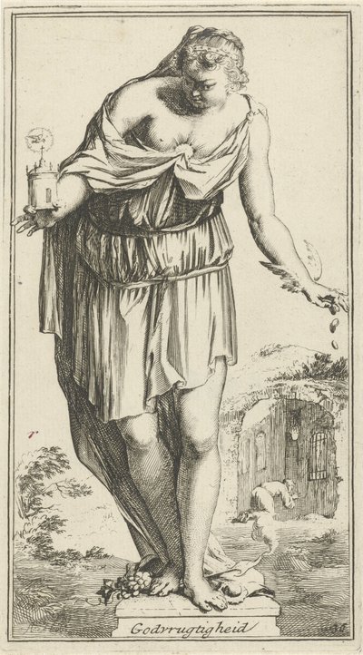 Personificación de la piedad Piedad (título sobre el objeto) Cuarenta y una piezas, varias estatuas de Sinne (título de la serie) de Arnold Houbraken