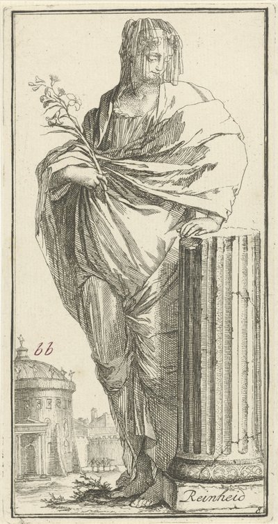 Personificación de la pureza Limpieza (título en el objeto) Cuarenta y una piezas, varias estatuas de Sinne (título de la serie) de Arnold Houbraken