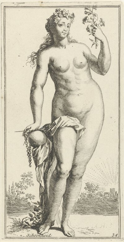 Personificación de la belleza Belleza (título en objeto) Cuarenta y una piezas, varias estatuas de Sinne (título de la serie) de Arnold Houbraken