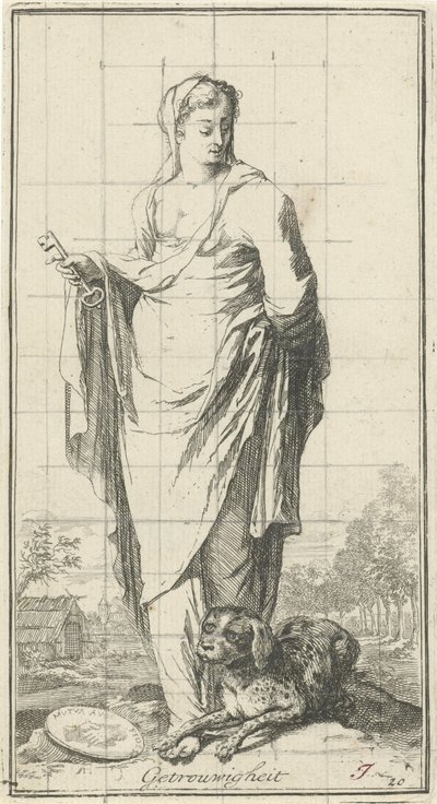 Personificación de la fidelidad Fidelidad (título sobre el objeto) Cuarenta y una piezas, varias estatuas de Sinne (título de la serie) de Arnold Houbraken