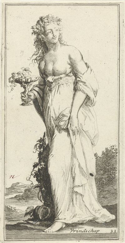 Personificación de la amistad Amistad (título en objeto) Cuarenta y una piezas, varias estatuas de Sinne (título de la serie) de Arnold Houbraken
