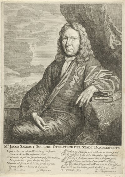 Retrato de Jacob Sasbout Souburg Sr. Jacob Sasbout Souburg. Operador de la Ciudad de Dordregt. etc. (título en el objeto) de Arnold Houbraken