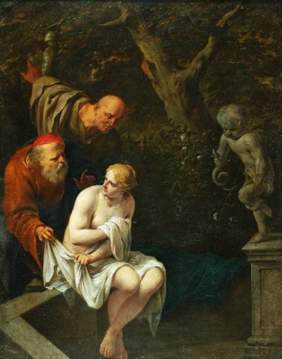 Susana y los ancianos (óleo sobre cobre) de Arnold Houbraken