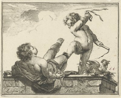 La diligencia vence a la pereza Luijheit Naerstigheit (título sobre objeto) Cuarenta y una piezas, varias estatuas de Sinne (título de la serie) de Arnold Houbraken