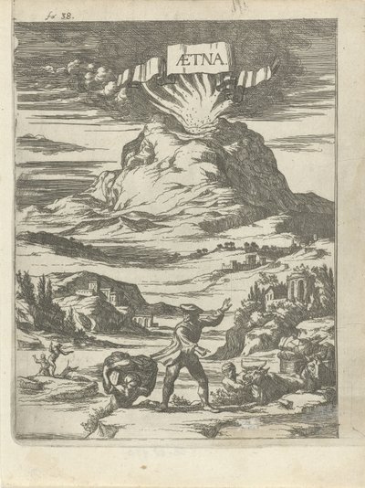 Erupción volcánica Aetna (título sobre el objeto) de Arnold Houbraken