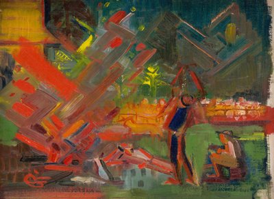 hoguera, c.1940 (óleo sobre lienzo) de Arnold Peter Weisz Kubincan